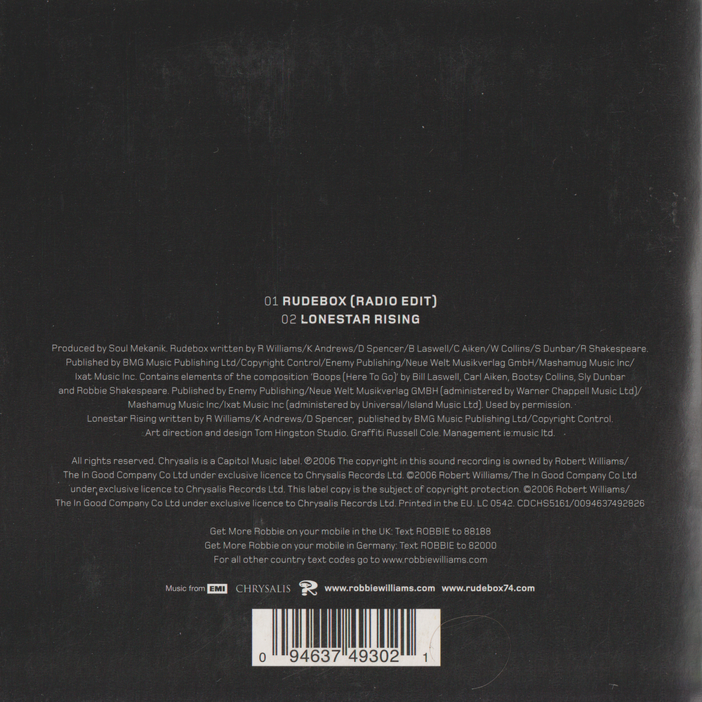 Robbie Williams – Rudebox. 2006. CD i sleeve.