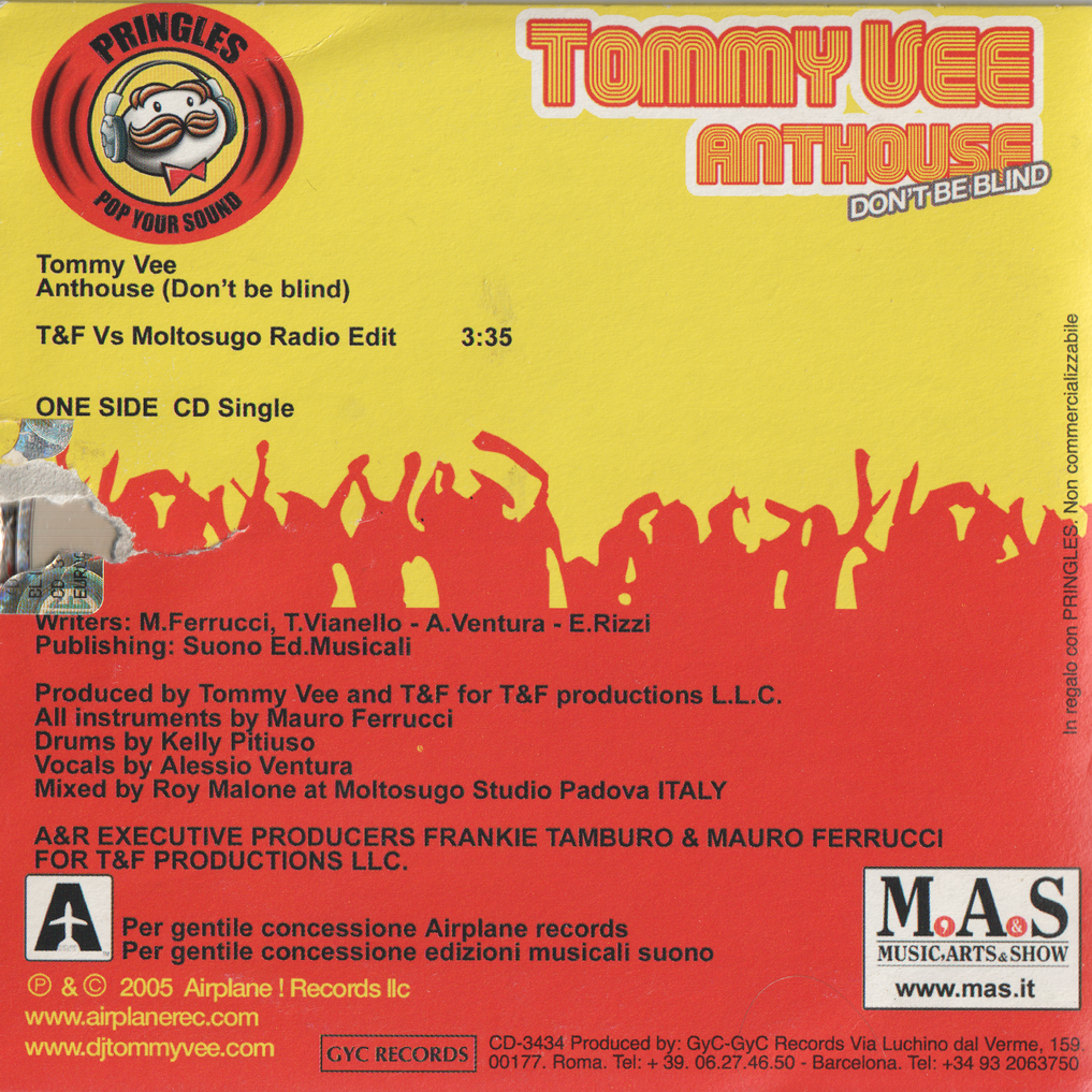 Tommy Vee – Anthouse (Don't Be Blind). 2005. CD i sleeve