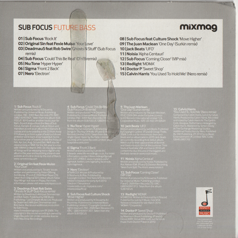 Various Artists – Mixmag Presents: Sub Focus – Future Bass! 2009. CD i sleeve.