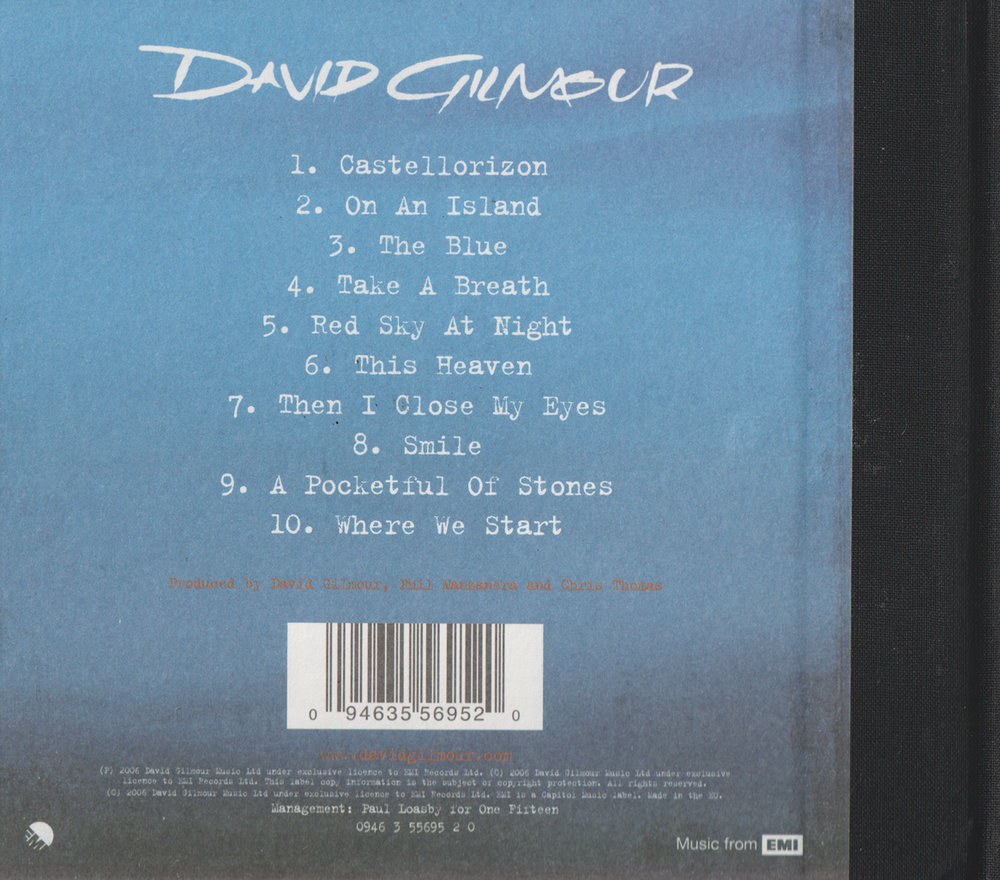David Gilmour – On An Island. 2006. CD i digibook.