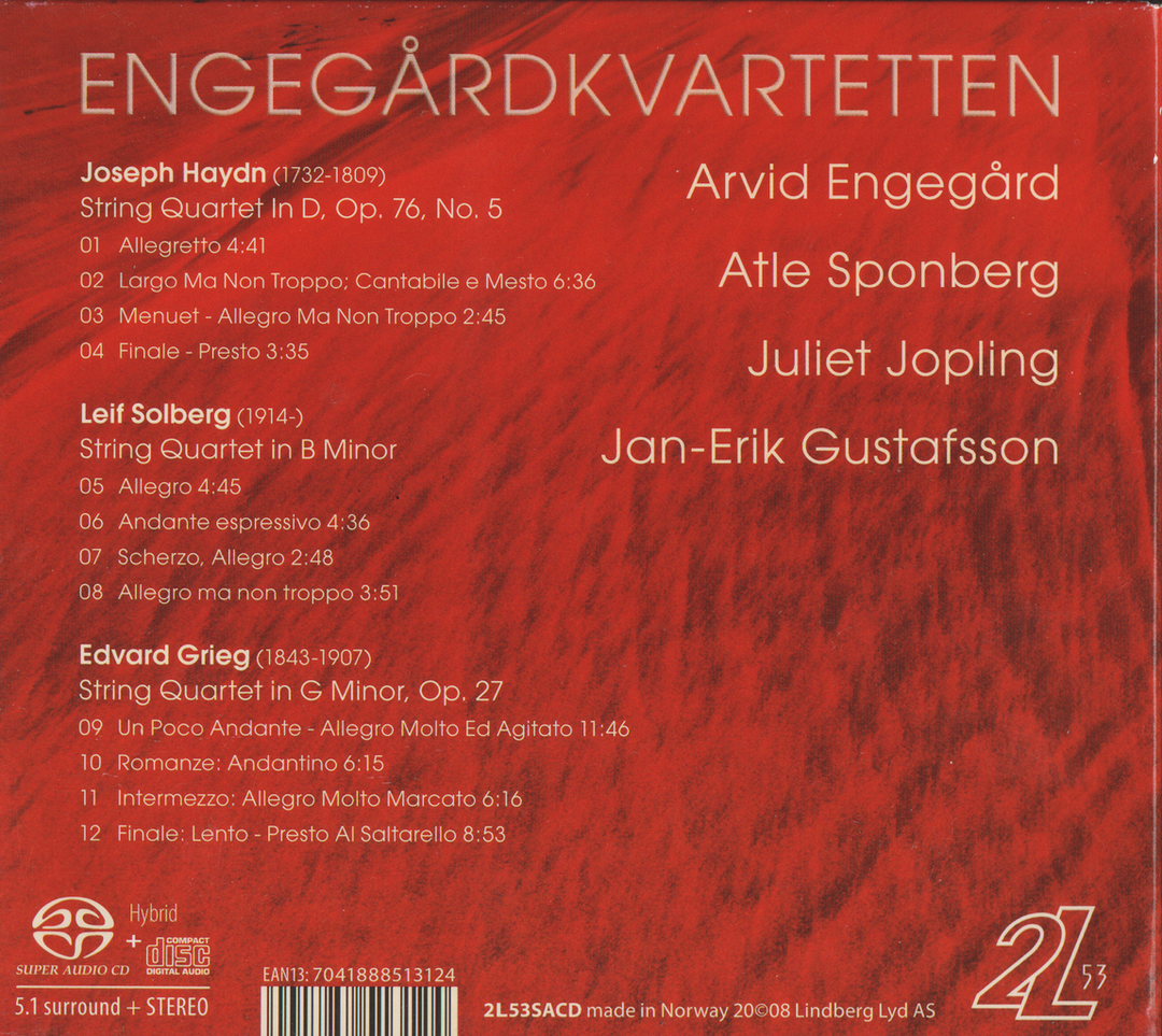 Engegårdkvartetten – String Quartets: Haydn - Solberg - Grieg. 2008. CD i sleeve.