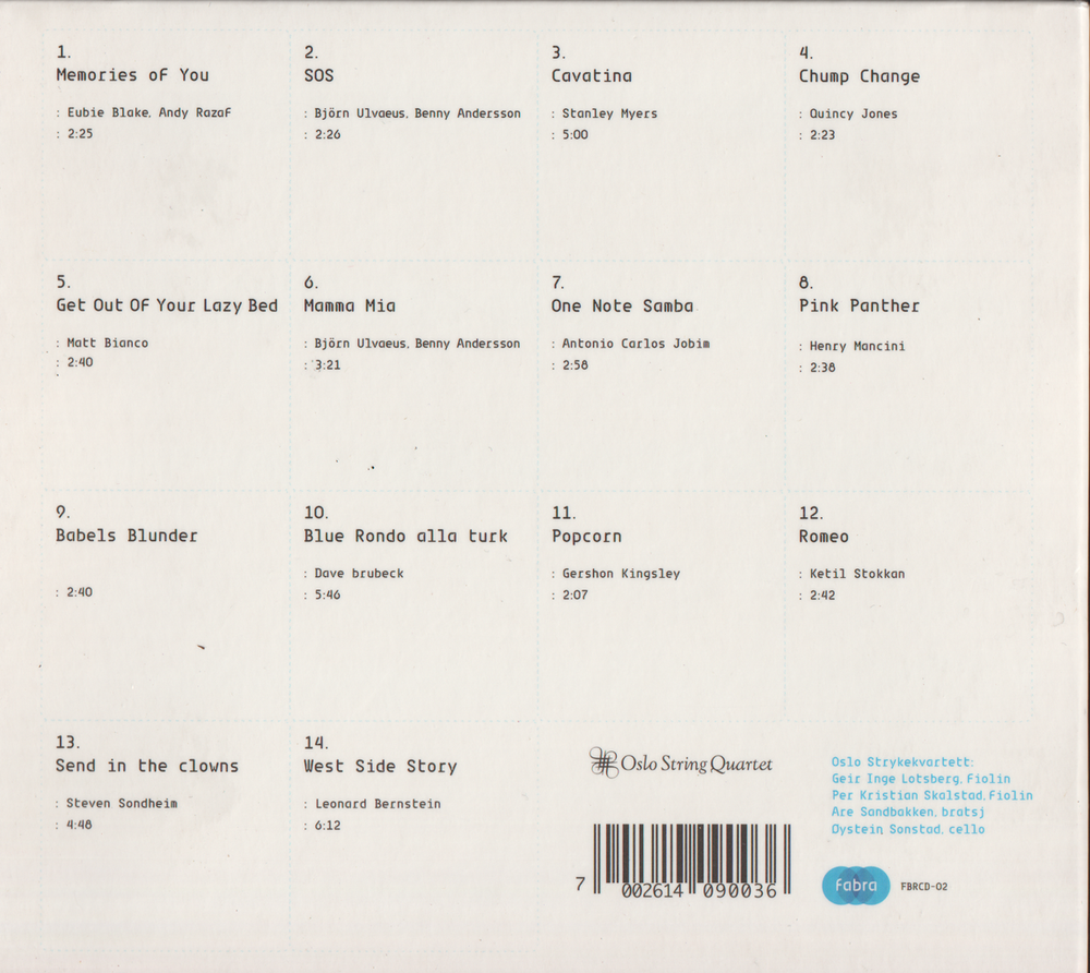 Oslo String Quartet – Falling Upwards. 2002. CD i sleeve.