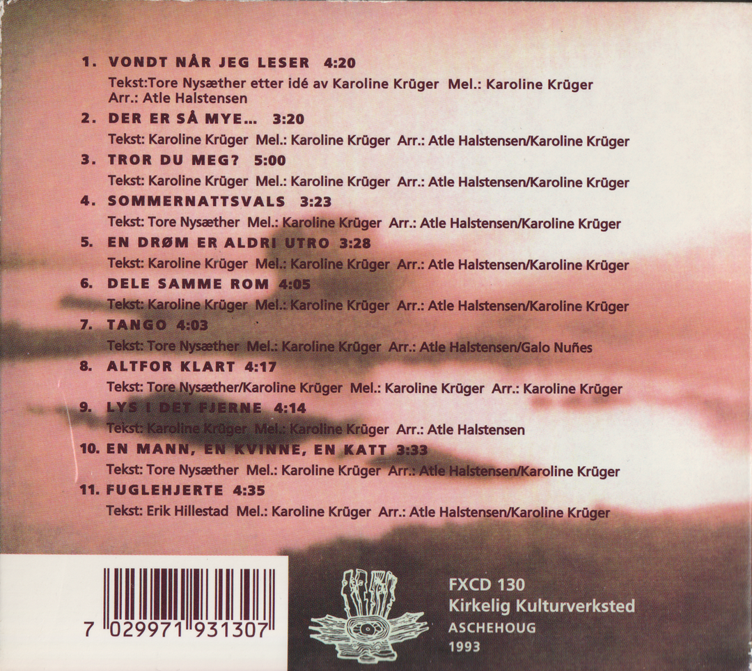 Karoline Krüger – Fuglehjerte. 1995. CD i sleeve.
