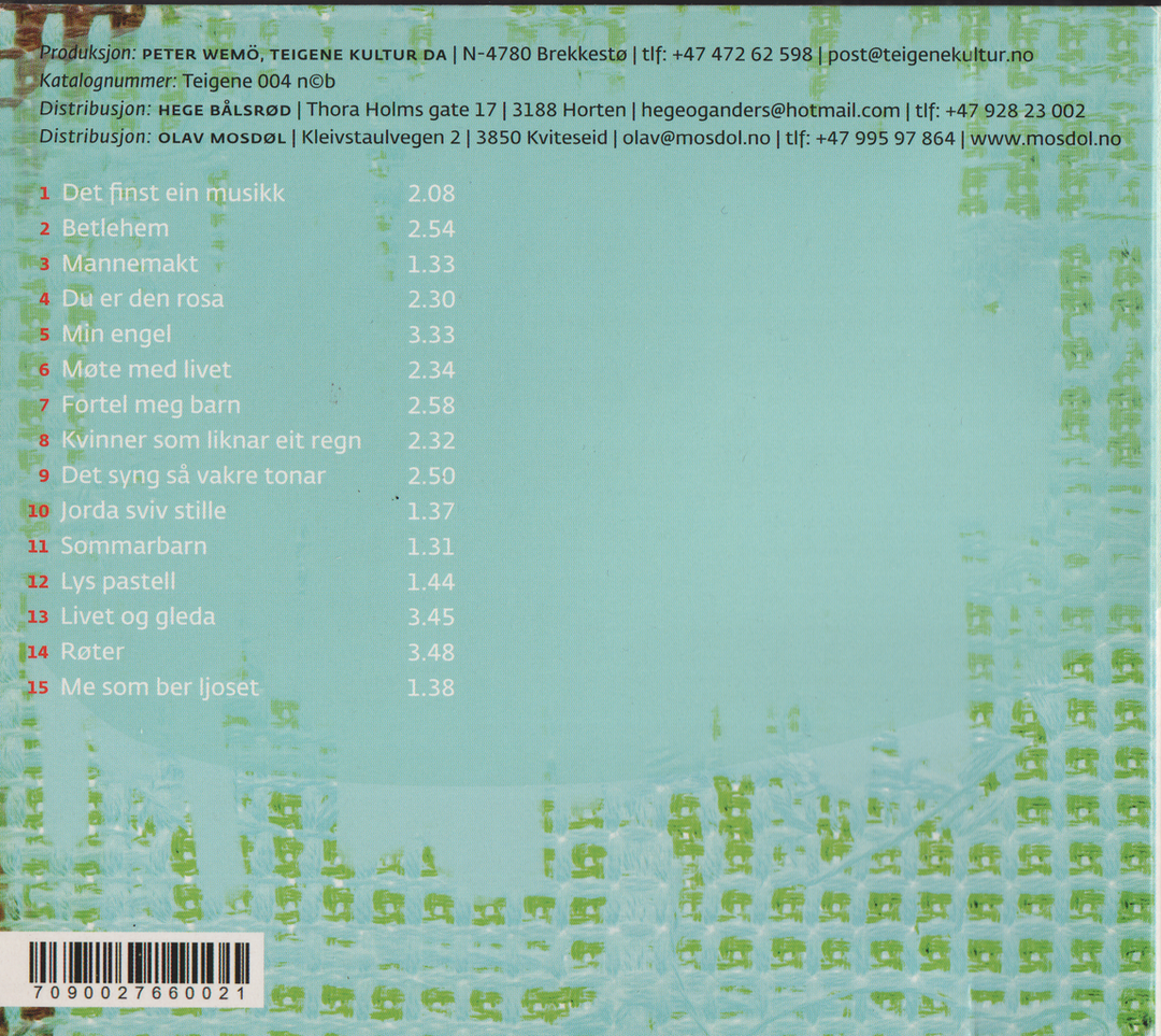 Guri Mosdal & Halgeir Bålsrød – Det syng (2001). CD i sleeve.