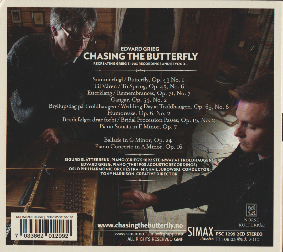 Sigurd Slåttebrekk – Edvard Grieg: Chasing The Butterfly (2010). CD i sleeve.