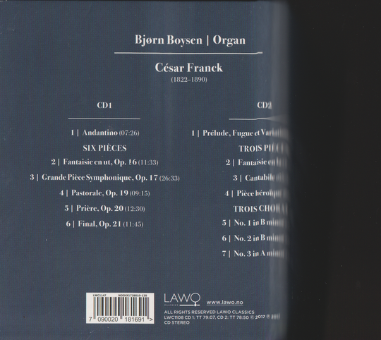 Bjørn Boysen – César Franck: Organ Works (2010). CD i sleeve.