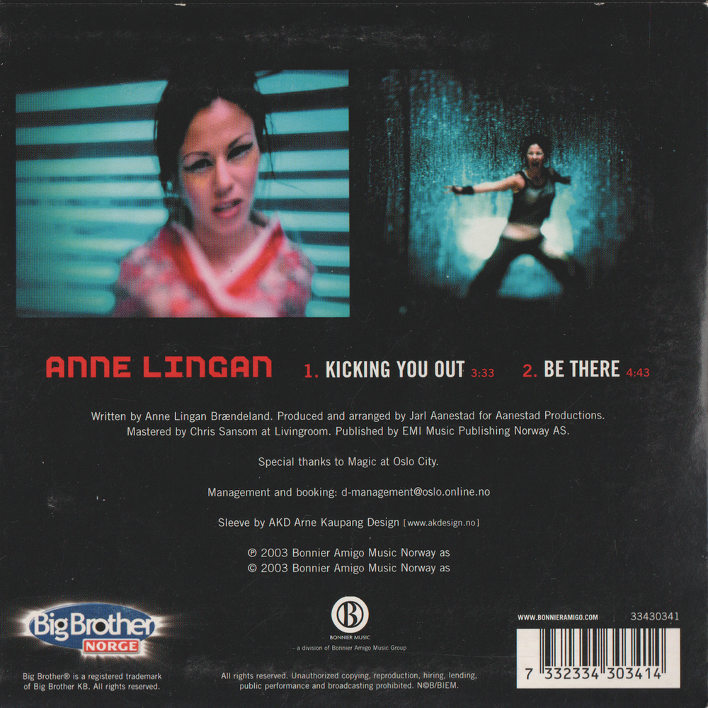 Anne Lingan – Kicking You Out (2001). CD-singel i sleeve.