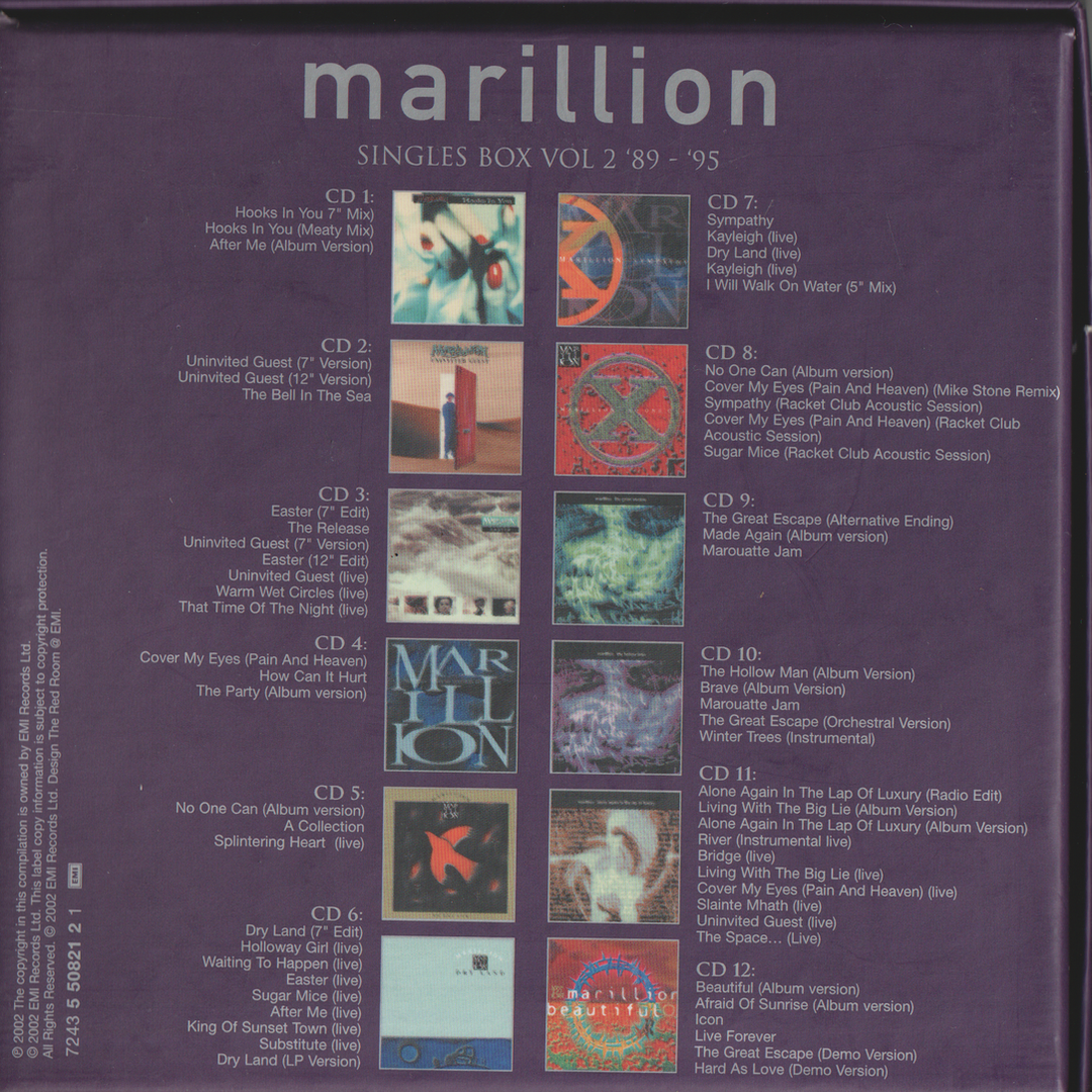 Marillion – Singles Box Vol 2 '89 - '95 (2002). CD boks / sleeve-smakebit.