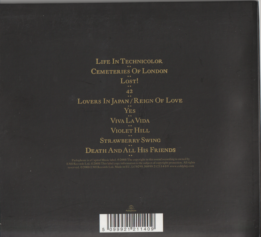 Coldplay – Viva la Vida or Death and All His Friends (2008). CD i sleeve.