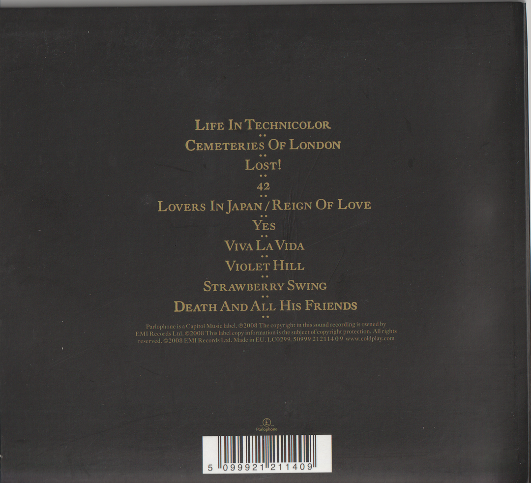 Coldplay – Viva la Vida or Death and All His Friends (2008). CD i sleeve.