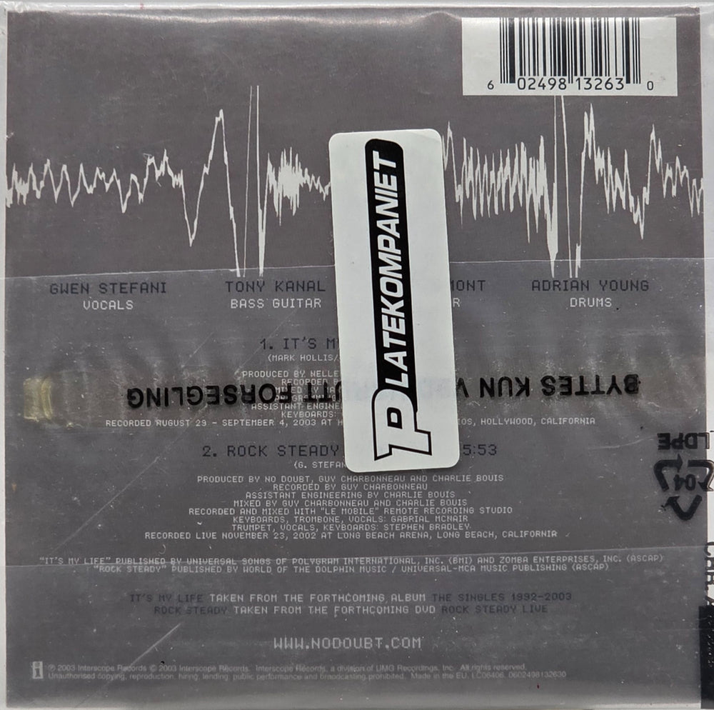 No Doubt – It's My Life. 2003. CD i sleeve - ny i plast!