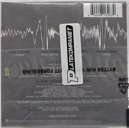 No Doubt – It's My Life. 2003. CD i sleeve - ny i plast!