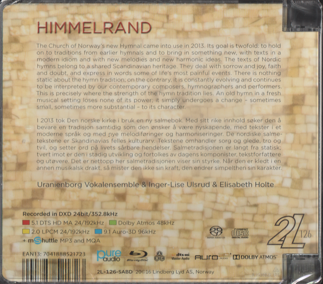 Uranienborg Vokalensemble / Elisabeth Holte – Himmelrand. 2016. CD i sleeve - ny i plast!