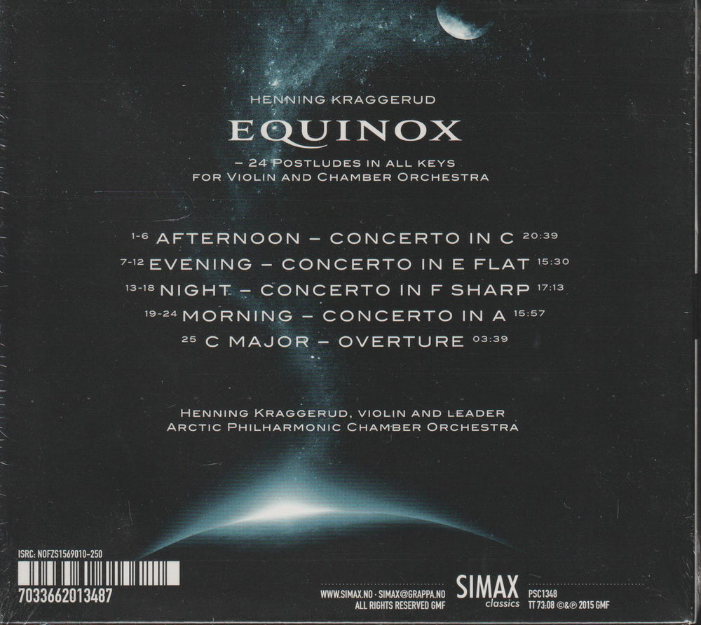Henning Kraggerud / Arctic Philharmonic – Equinox. 2015. CD i sleeve - ny i plast!