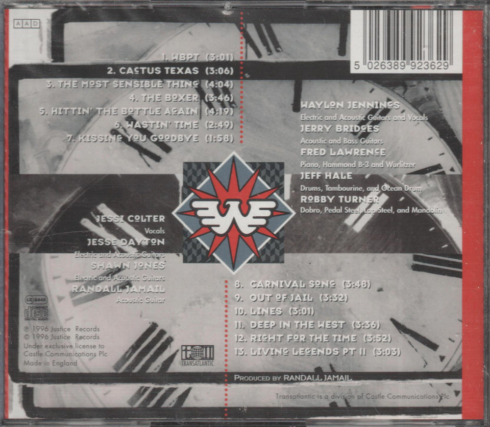Waylon Jennings – Right for the Time. 1996. CD i sleeve - ny i plast!