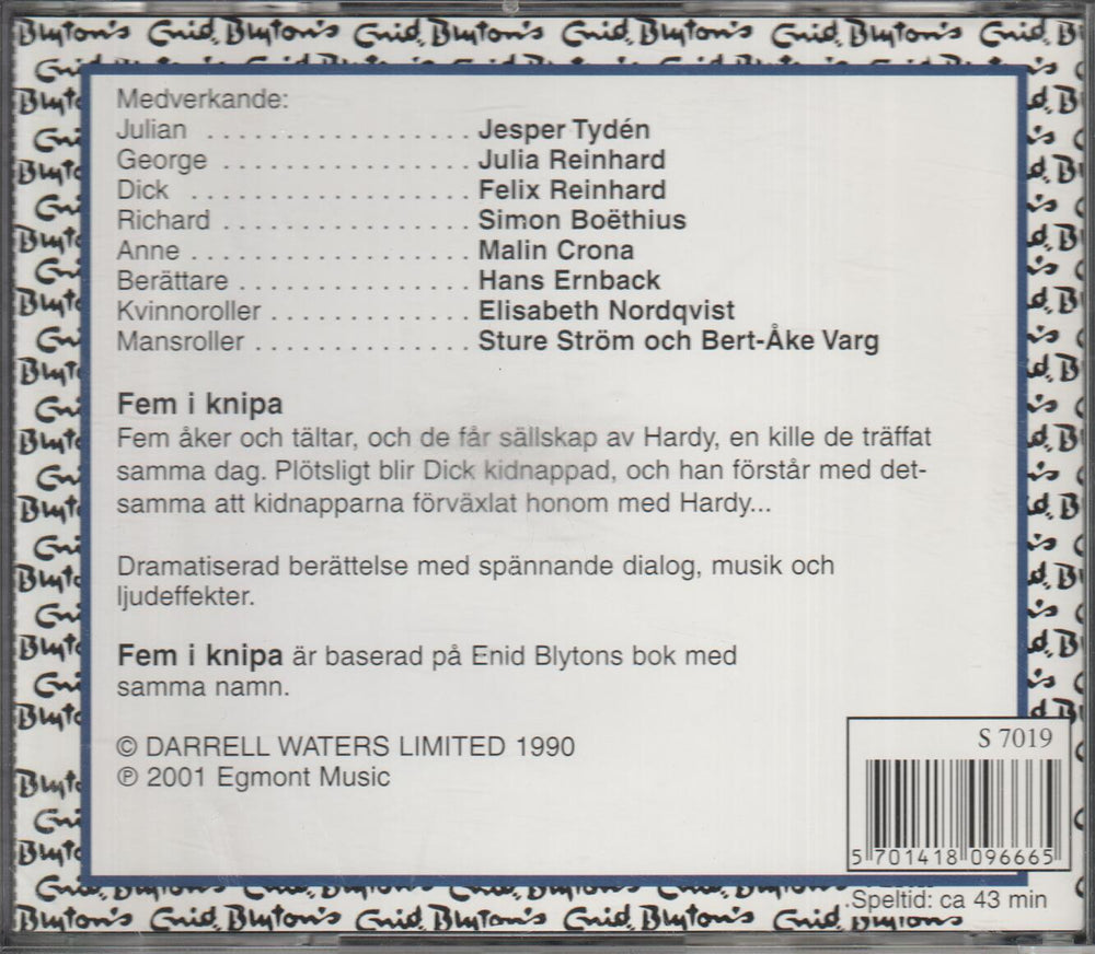 Enid Blyton - Fem I Knipa (Dramatiserad Berättelse). 1994. . CD.
