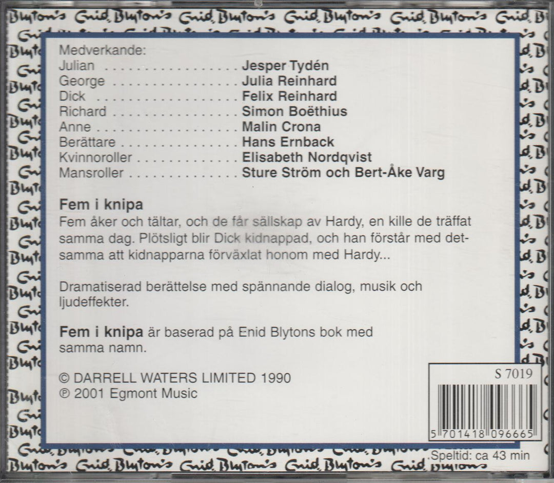 Enid Blyton - Fem I Knipa (Dramatiserad Berättelse). 1994. . CD.