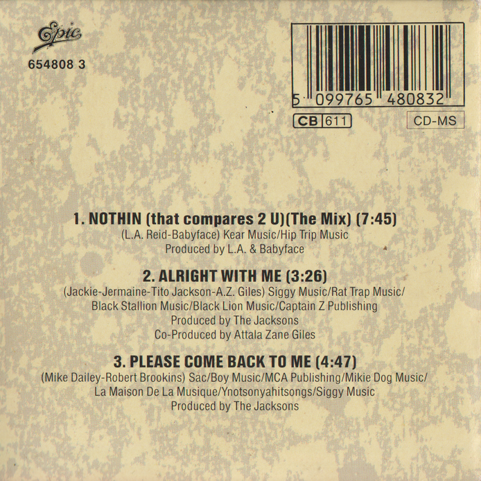 The Jacksons – Nothin' (That Compares 2 U). 1989. Mini-CD.