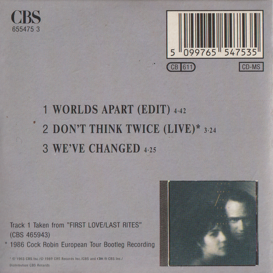 Cock Robin – Worlds Apart. 1985. Mini-CD.