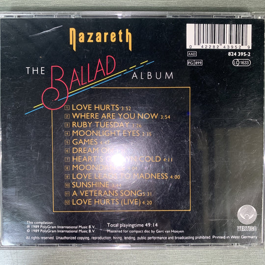 Nazareth – The Ballad Album. 1989. CD.