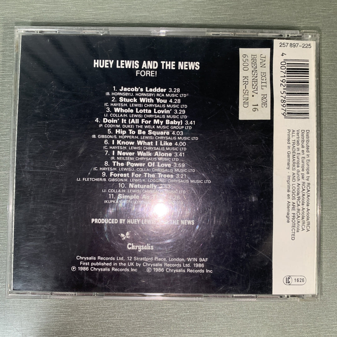 Huey Lewis And The News – Fore!. 1986. CD.