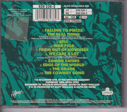 Faith No More – Live At The Brixton Academy. 1991. CD.