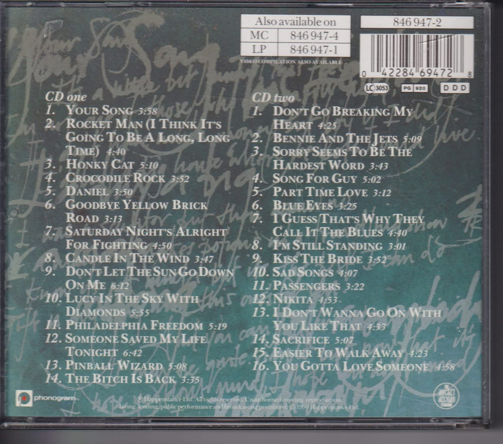 Elton John – The Very Best Of Elton John. 1990. 2CD.