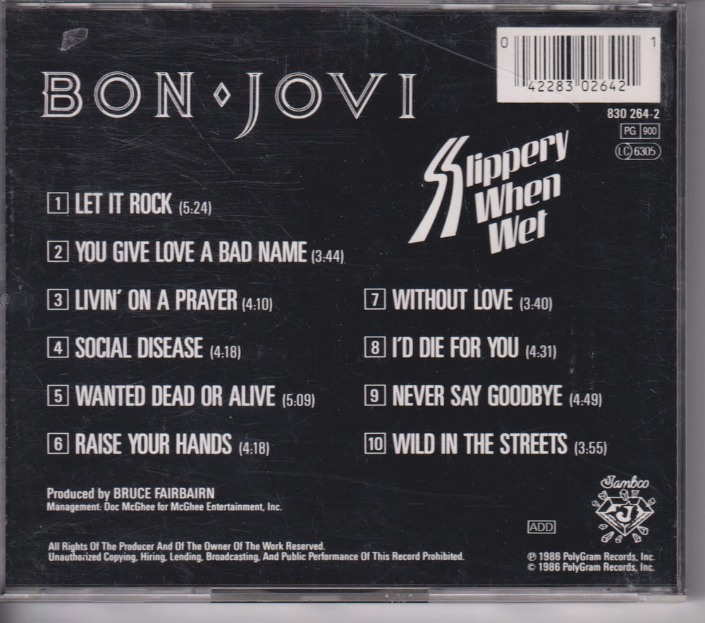 Bon Jovi – Slippery When Wet. 1986. CD.