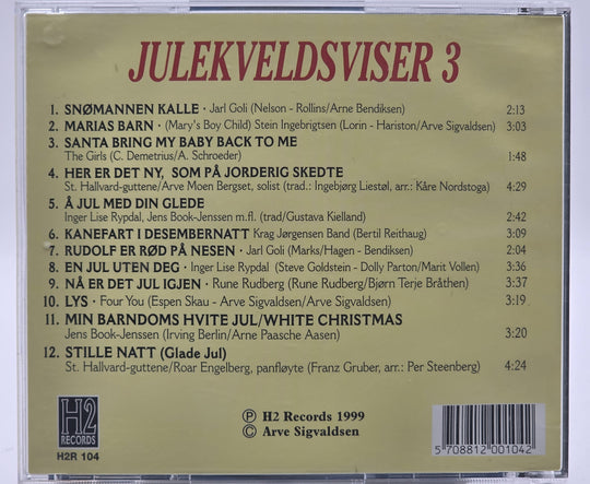 Diverse Artister - Julekveldsviser 3. 1999. CD.