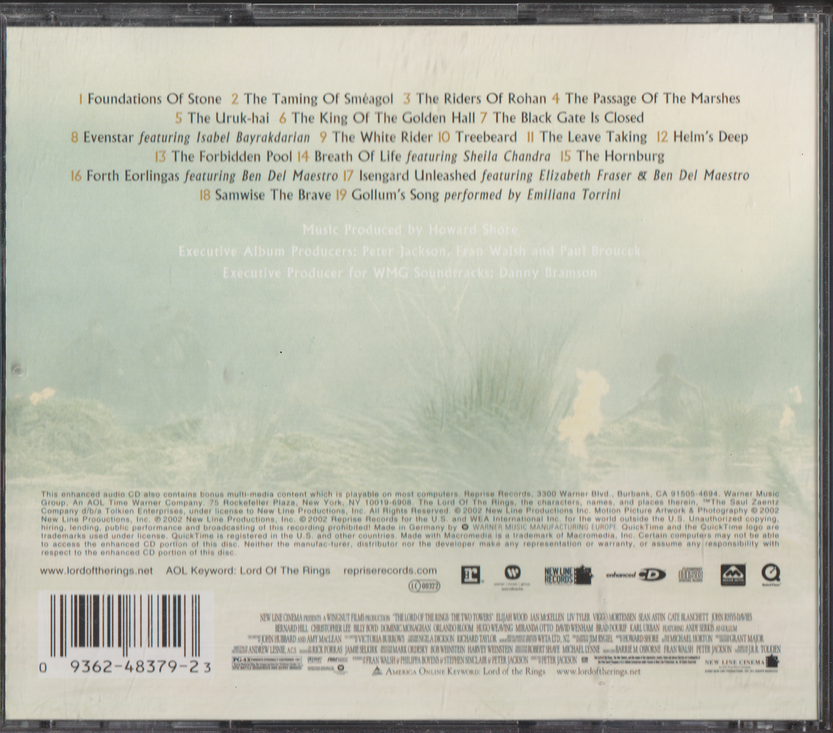 The Lord of the Rings: The Two Towers – Original Motion Picture Soundtrack. 2002. CD.