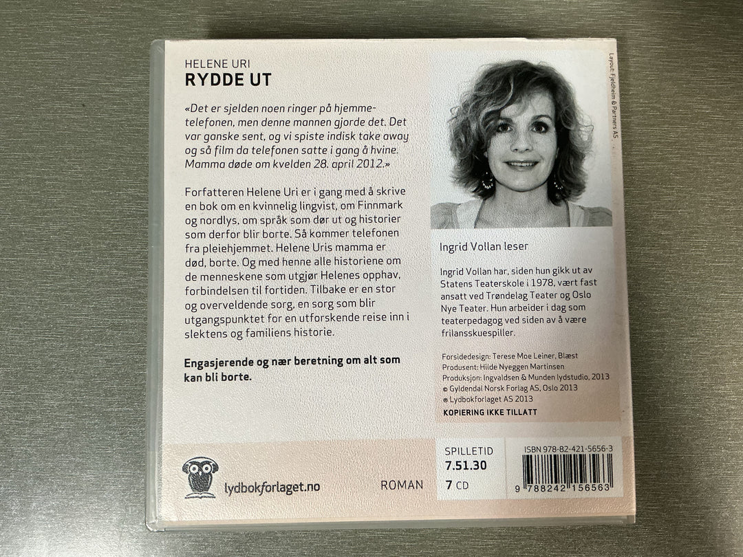 Helene Uri. Rydde ut. Lydbok på CD.