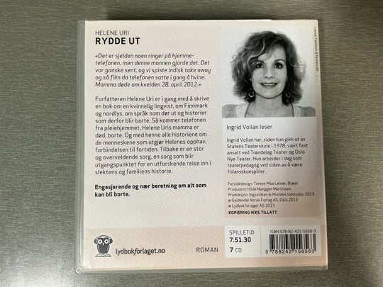 Helene Uri. Rydde ut. Lydbok på CD.