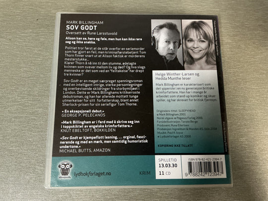 Mark Billingham. Sov godt. Lydbok på CD.