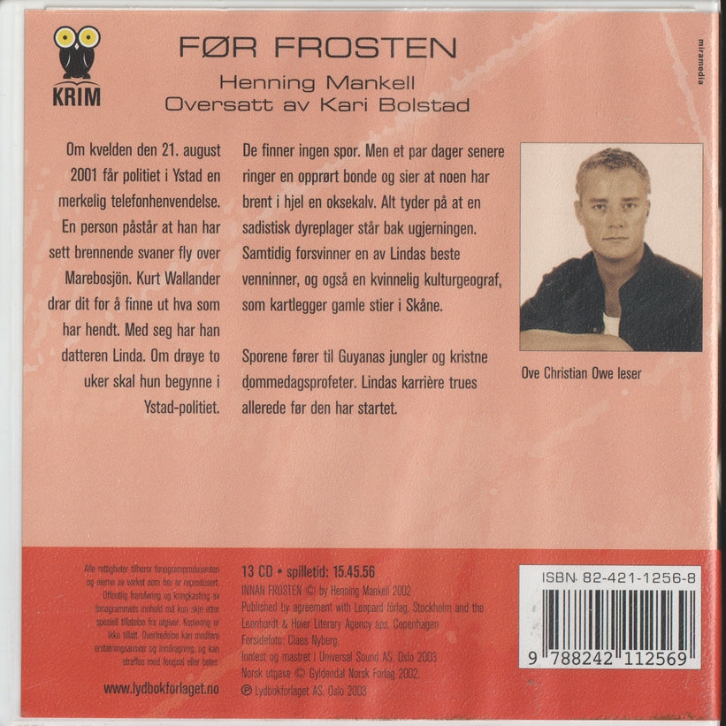 Henning Mankell. Før frosten. 2002. Lydbok på CD.