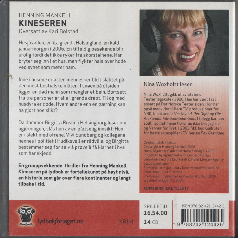 Henning Mankell. Kineseren. 2008. Lydbok på CD.