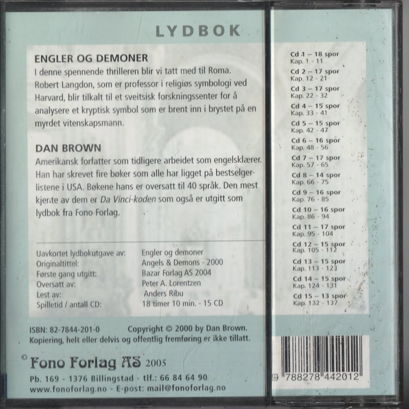 Dan Brown. Engler & demoner. 2000. Lydbok på CD.