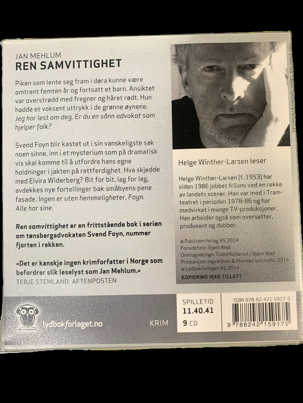 Jan Mehlum. Ren samvittighet. Lydbok på 9 CD.