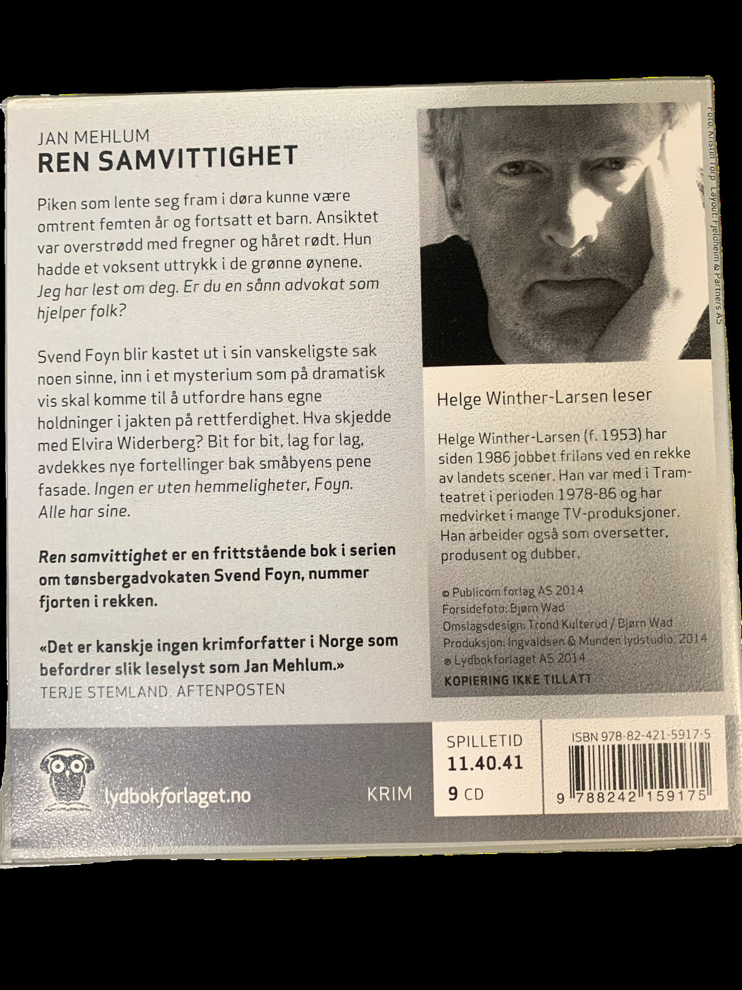 Jan Mehlum. Ren samvittighet. Lydbok på 9 CD.