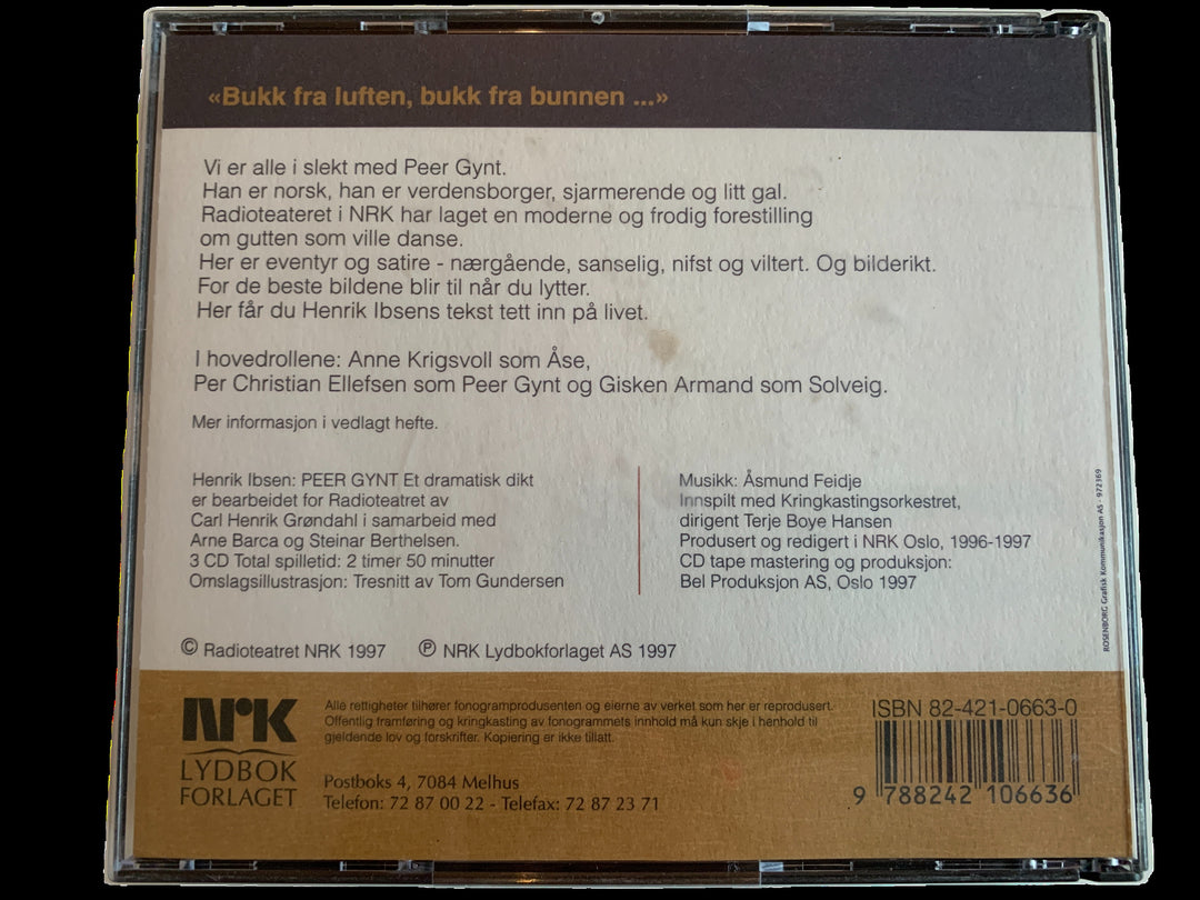 Henrik Ibsen. Peer Gynt – Et dramatisk dikt (NRK Radioteatret). Lydbok på 3 CD.