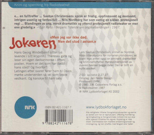 Lars Saabye Christensen. Jokeren (NRK Radioteatret). Lydbok på 2 CD.