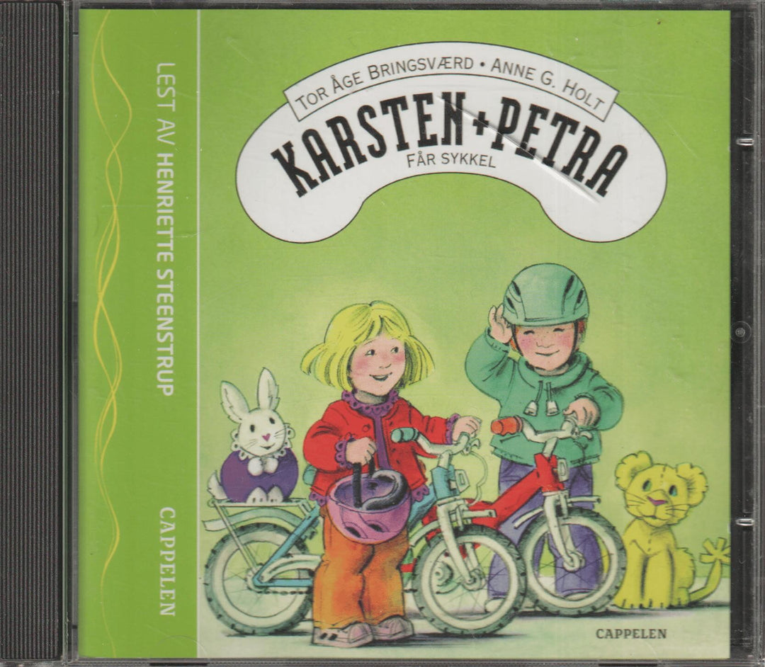 Tor Åge Bringsværd og Anne G. Holt. Karsten og Petra får sykkel. Lydbok på 1 CD.