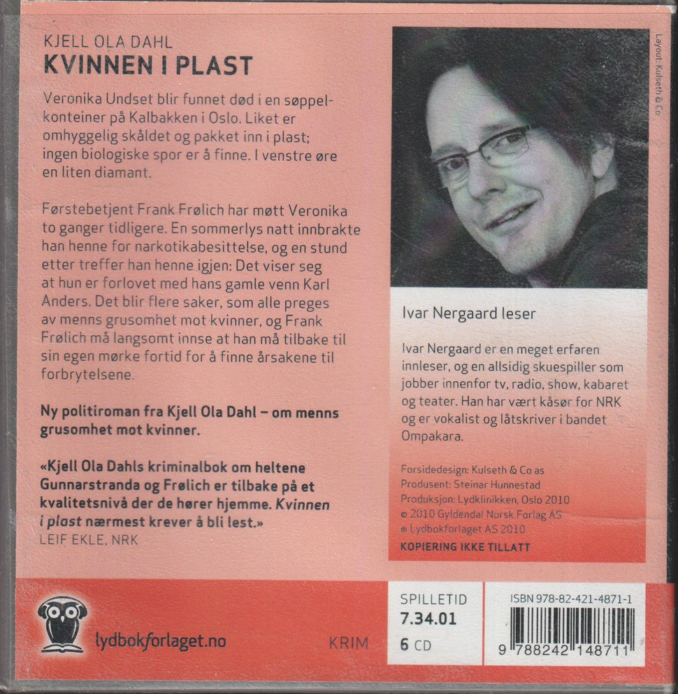 Kjell Ola Dahl. Kvinnen i plast. Lydbok på 6 CD.