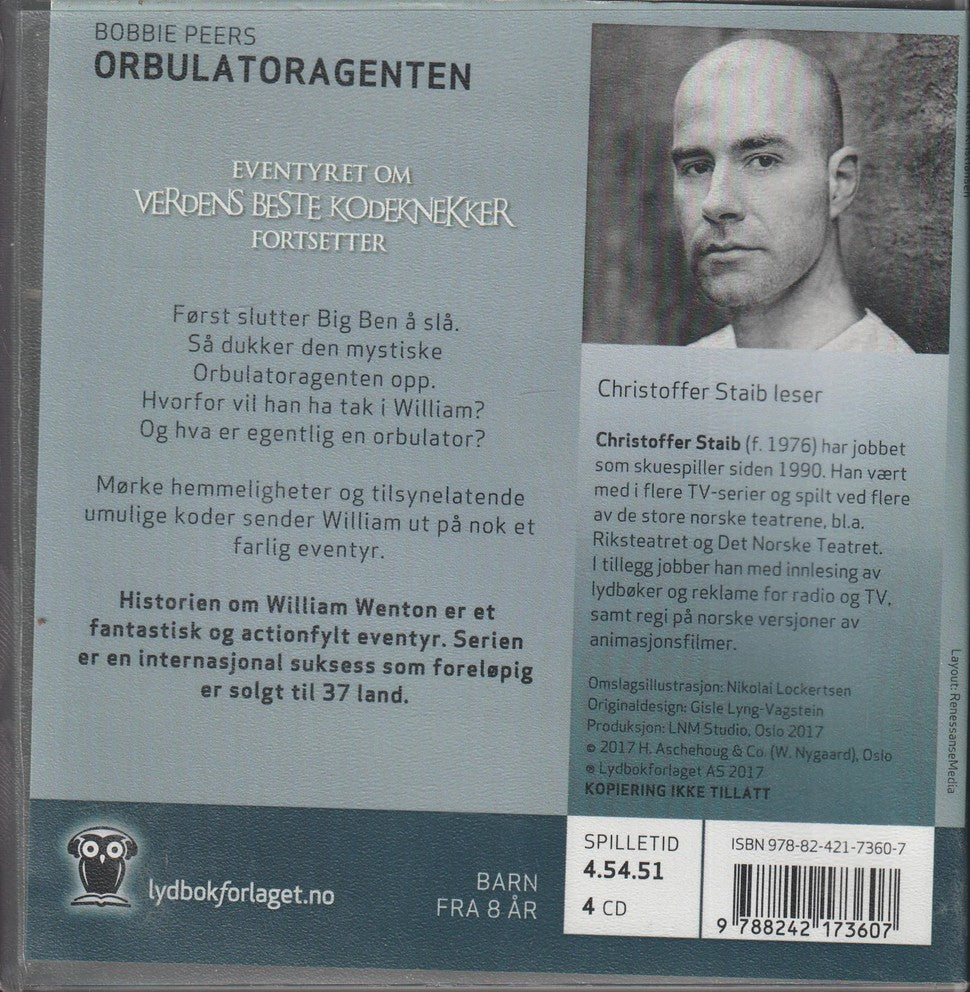 Bobbie Peers. William Wenton 3 – Orbulatoragenten. Lydbok på 4 CD.
