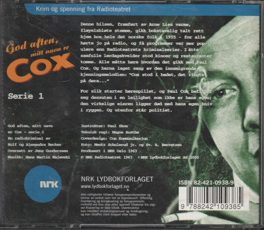 Rolf Becker. God aften, mitt navn er Cox – Serie 1 (NRK). Lydbok på 4 CD.