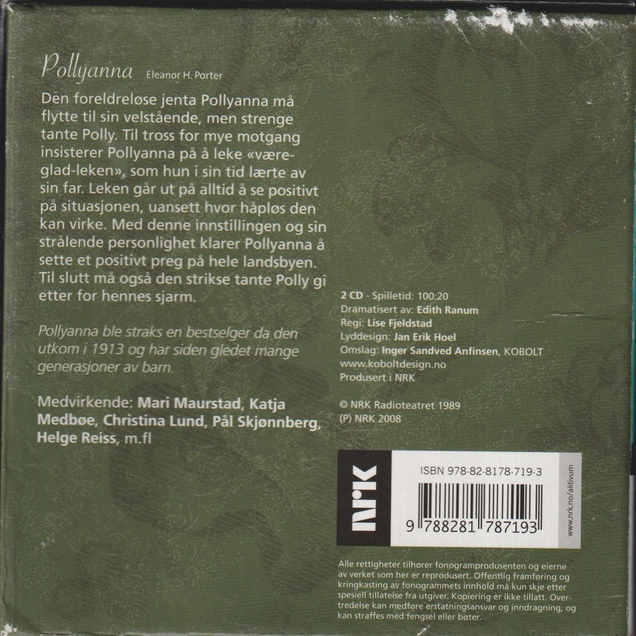 Eleanor H. Porter. Pollyanna (NRK Radioteatret). Lydbok på 2 CD.