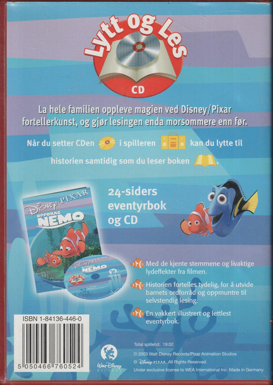 Disney Pixar. Oppdrag Nemo – Lytt og les. Bok og CD.
