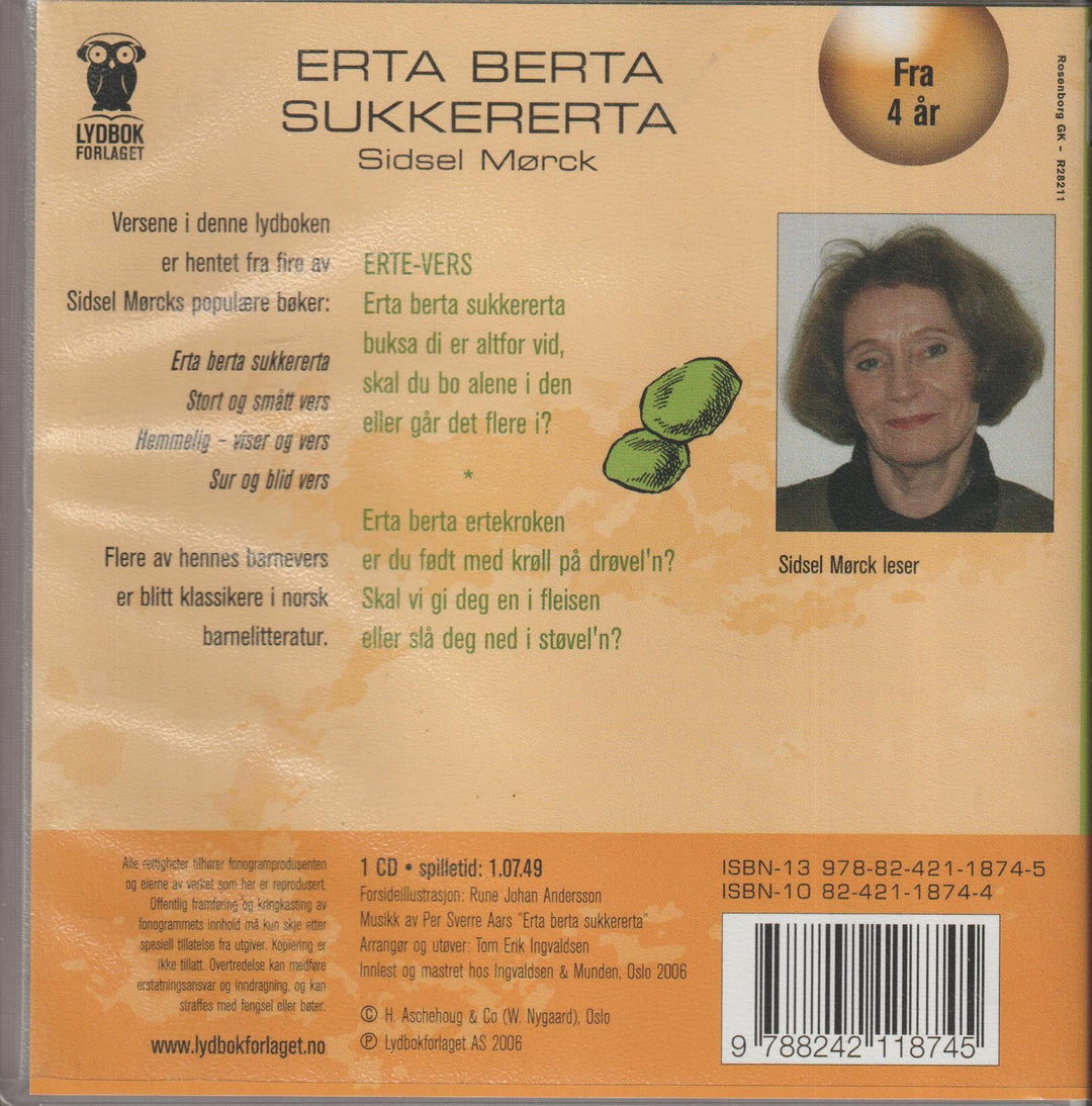 Sidsel Mørck. Erta Berta Sukkererta. Lydbok på 1 CD.