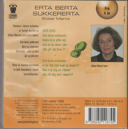Sidsel Mørck. Erta Berta Sukkererta. Lydbok på 1 CD.