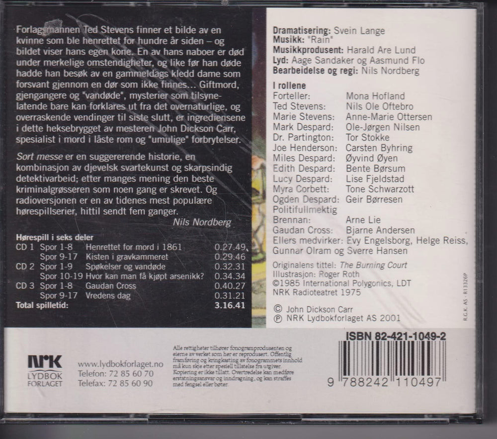 John Dickson Carr. Sort messe (NRK Radioteatret). Lydbok på 3 CD.