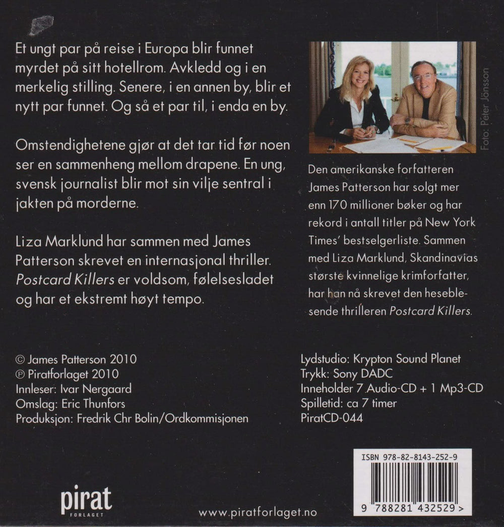 Liza Marklund og James Patterson. Postcard Killers. Lydbok på 8 CD.
